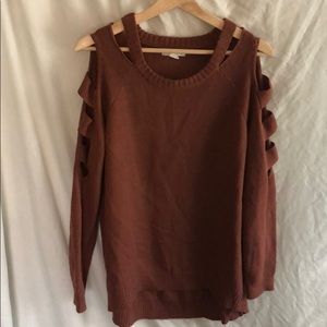 Loveriche Rust Cutout Arm Sweater